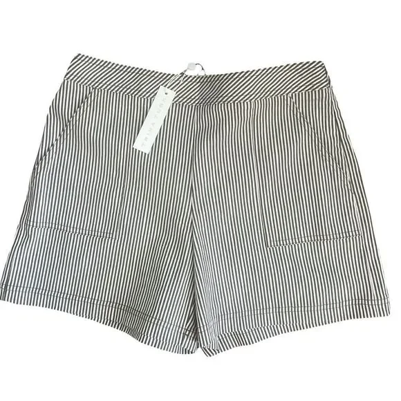 New Trina Turk Dearest Olive Striped Linen Blend Shorts - Sz 4 - Picture 2 of 14